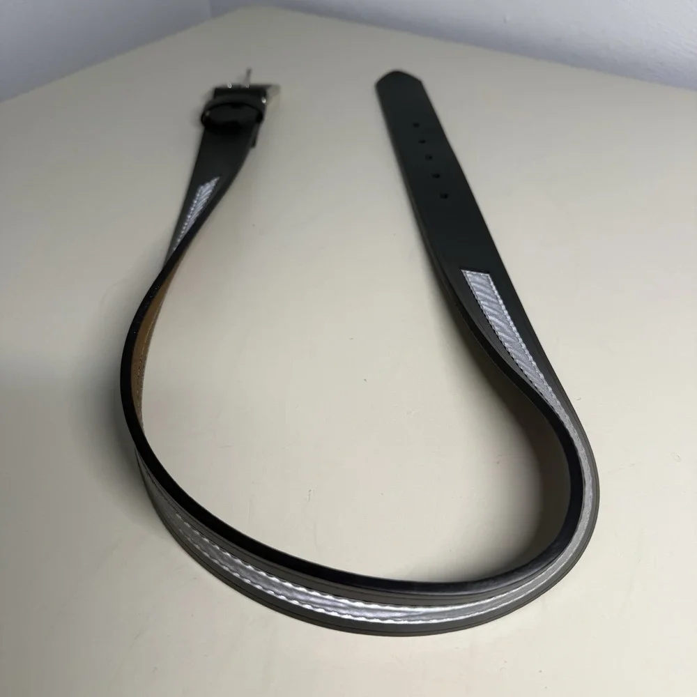 Belt Imitation Leather With Reflective Band  Mens Sz 32 Black Detachable Buckle